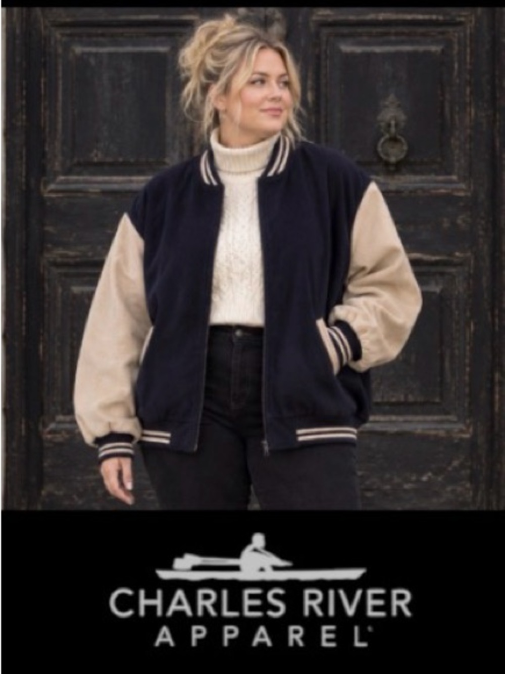 Fabulous XL Charles River Oversized Wool Blend Varsity Bomber Style Jacket